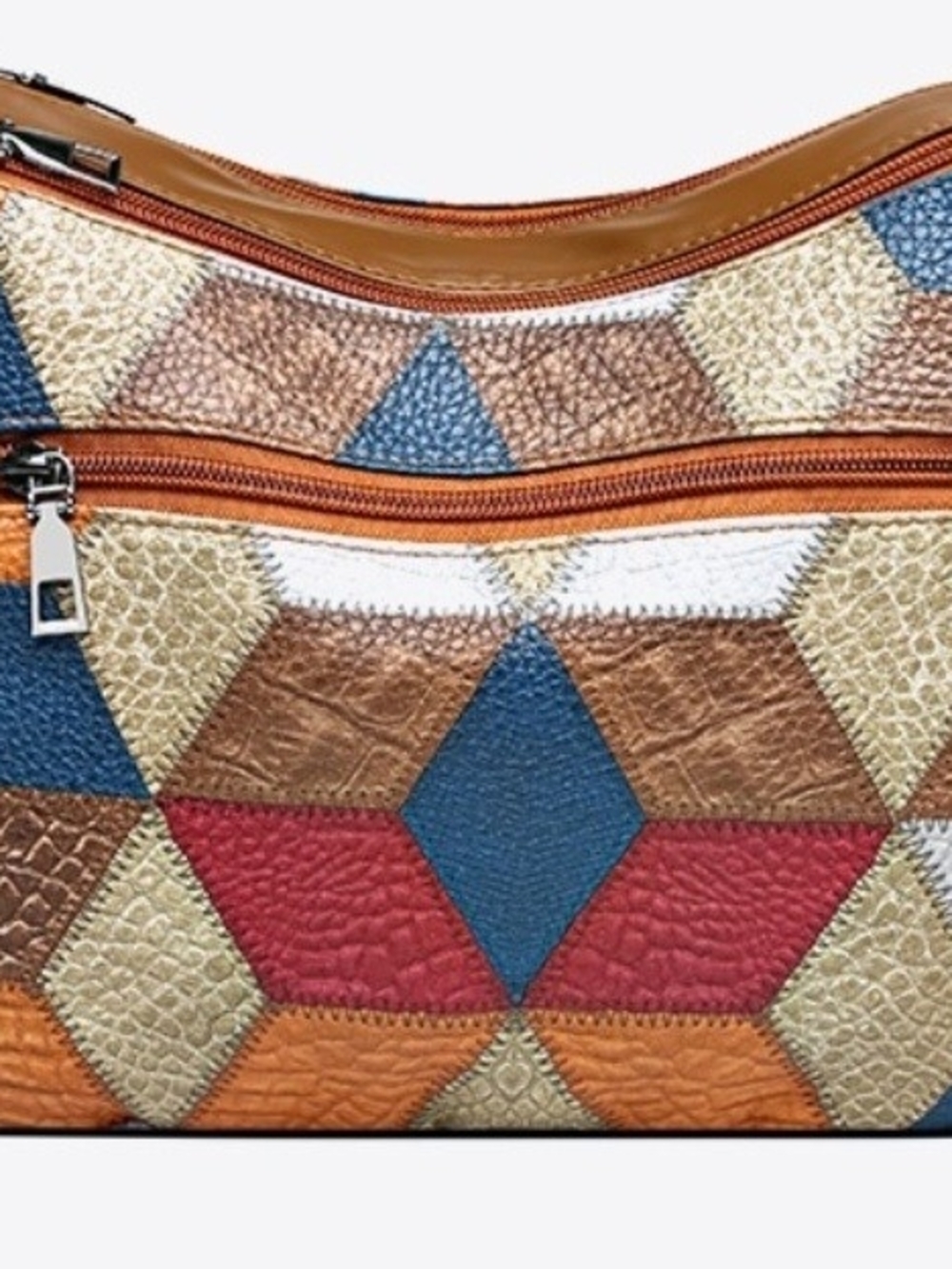 Women's Multicolor Geometric Patchwork Shoulder Bag